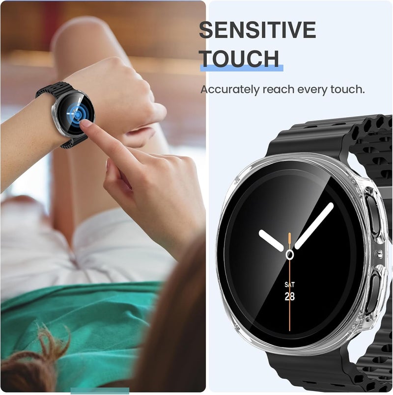 Tensea [2Pack] for Samsung Galaxy Watch 8 2025 Screen Protector Case 44mm Accessories, Protective Face Cover for 44 mm, Hard Bumper Built-in Tempered Glass Film for Women Men - Image 5